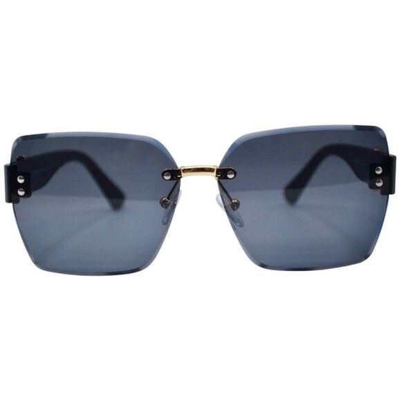 Chanel Women’s Rimless Sunglasses | Gold Bridge | Gray Solid Lens main image 9